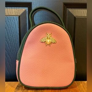 Strapless pink/green jeweled mini backpack bag